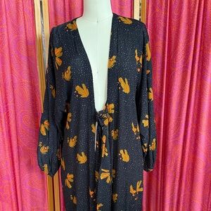 Chic Black and Orange Women's Kimono